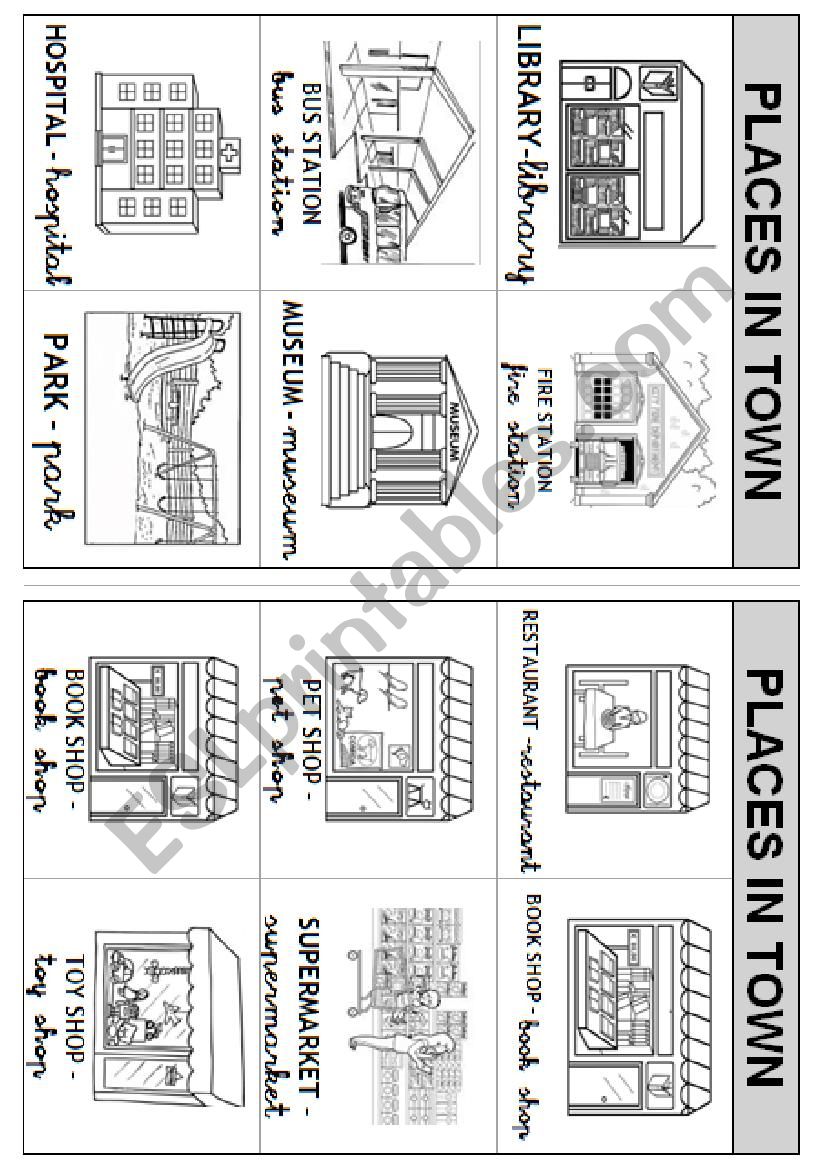 PLACES IN TOWN FLASHCARDS worksheet