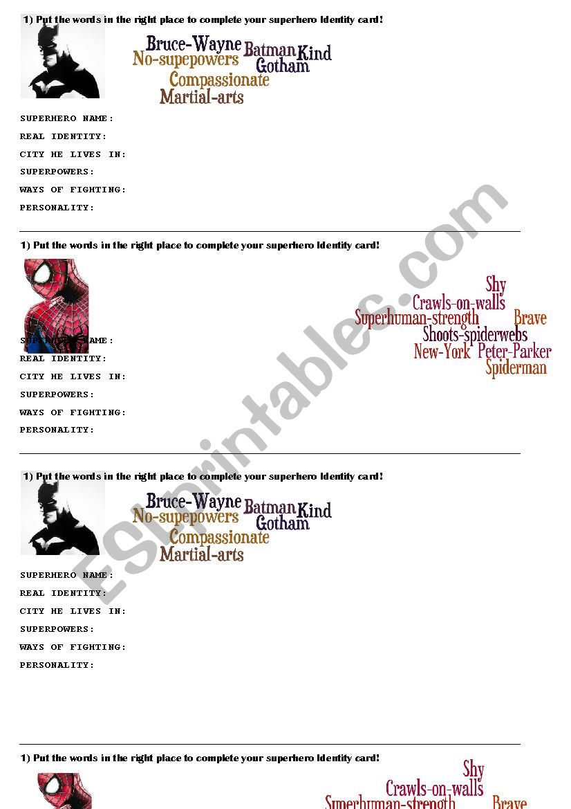 superheroes_ID_questions worksheet