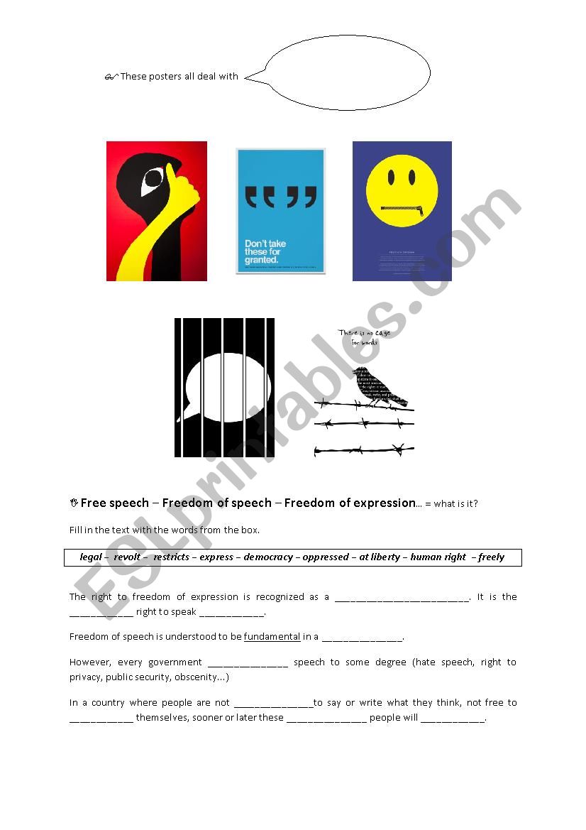 Freedom of speech worksheet