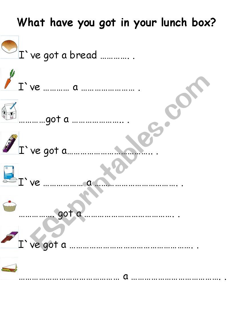 have got (food) worksheet