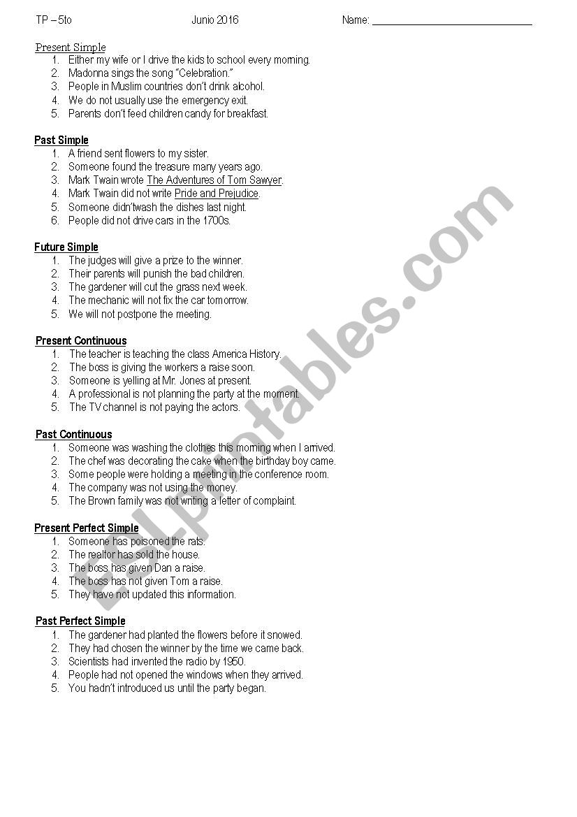 Passive Voice worksheet