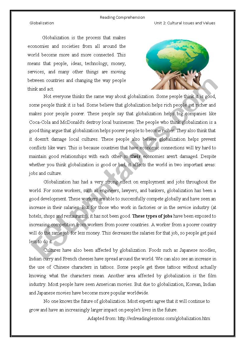 Globalization worksheet