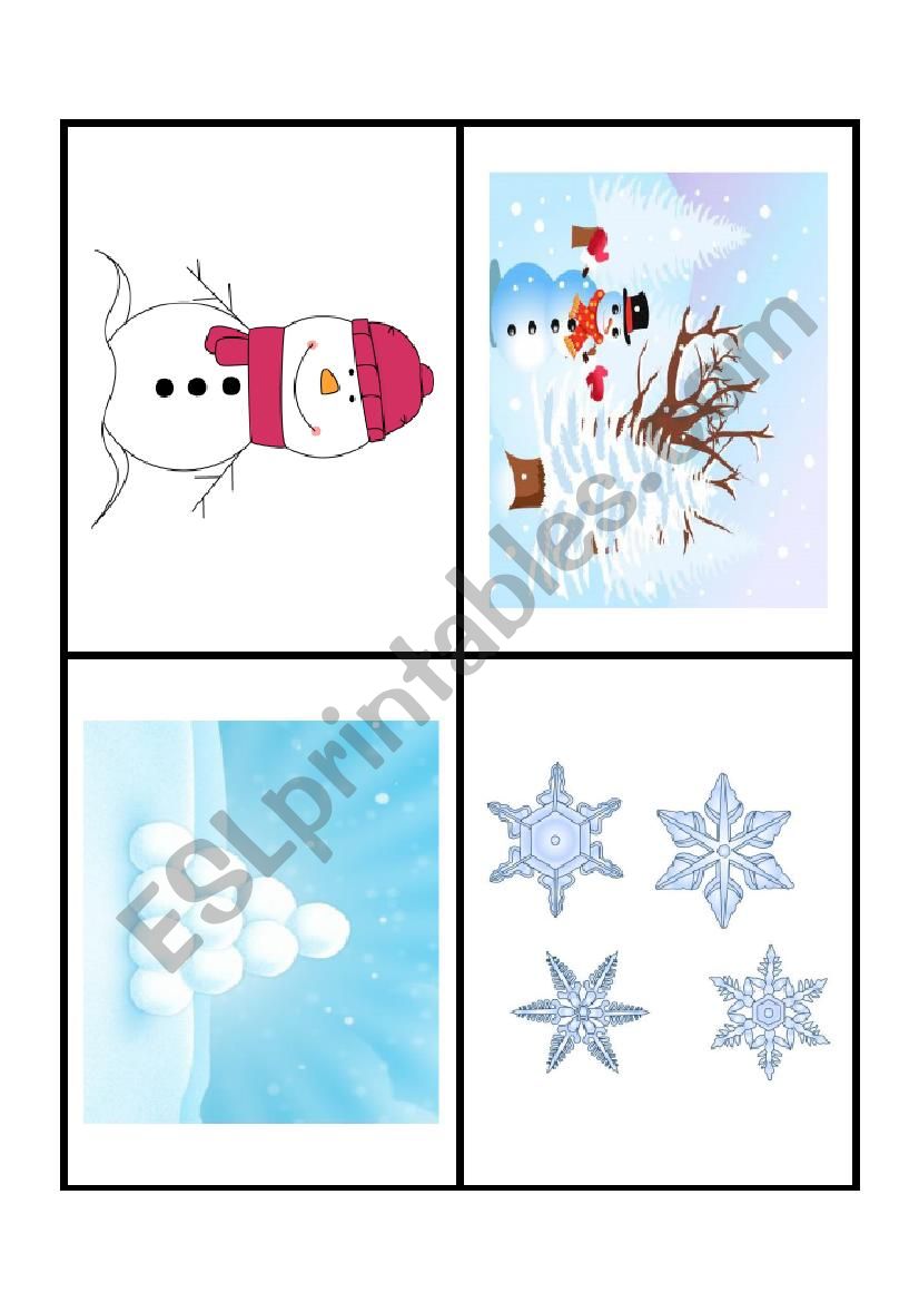 Winter Flashcards + labels worksheet