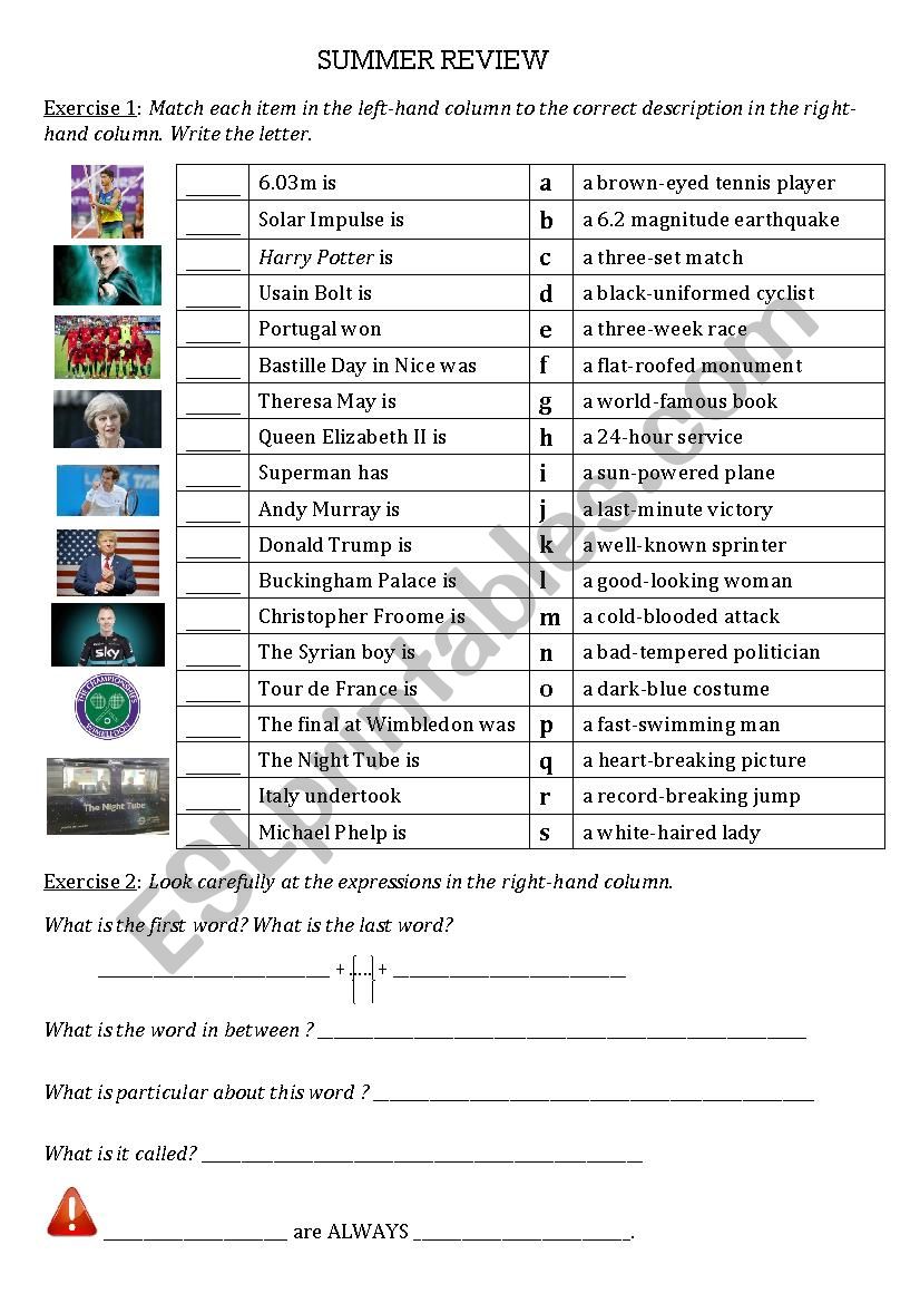 Compound adjectives worksheet