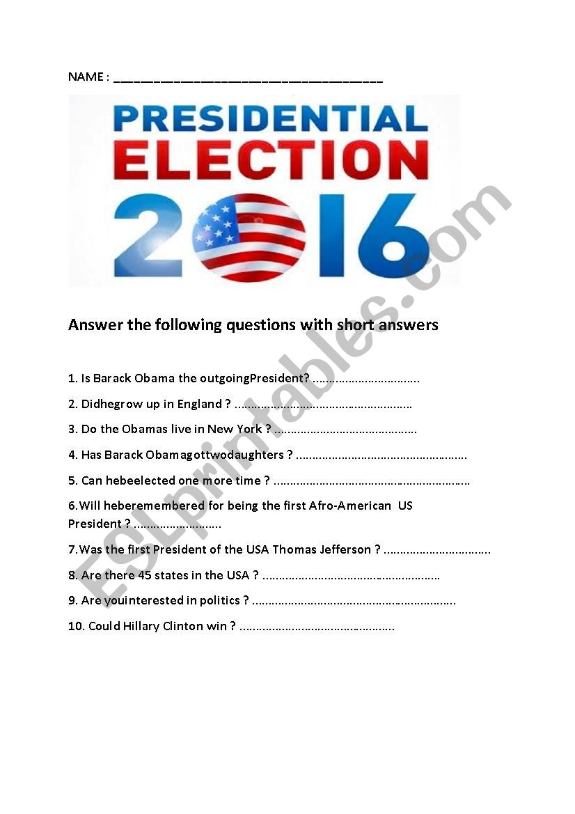 YES /NO QUESTIONS ON THE US ELECTION