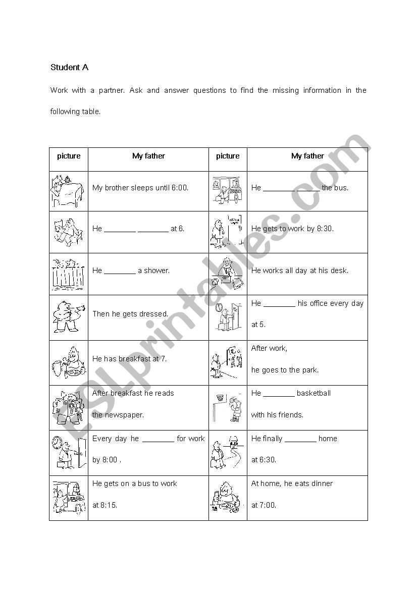 present simple tense information gap activity