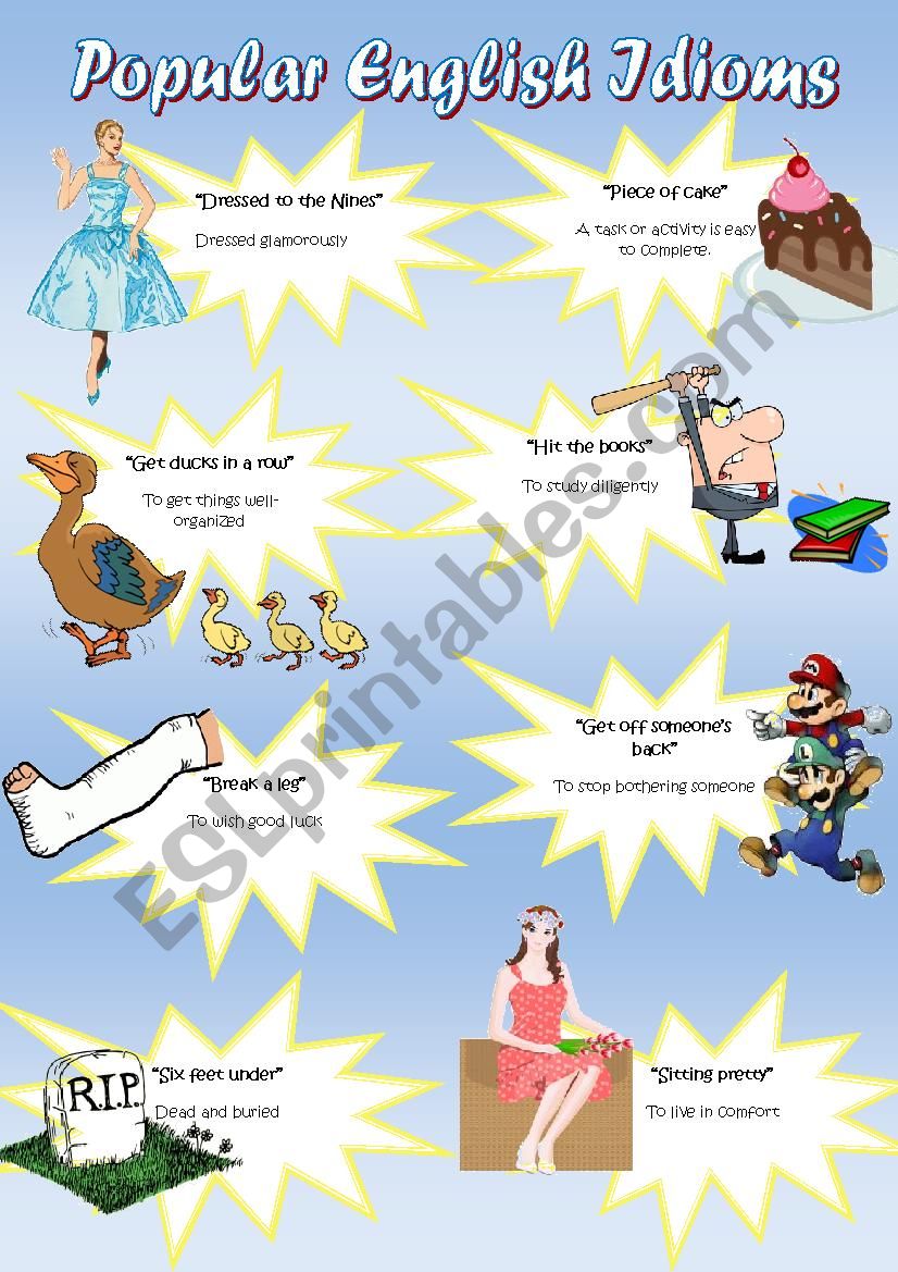 popular English Idioms worksheet