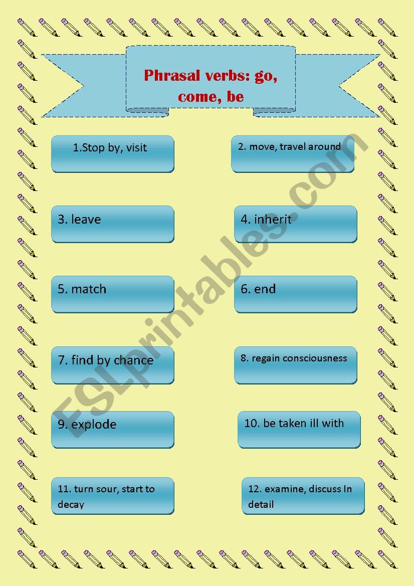 Phrasal verbs - test worksheet