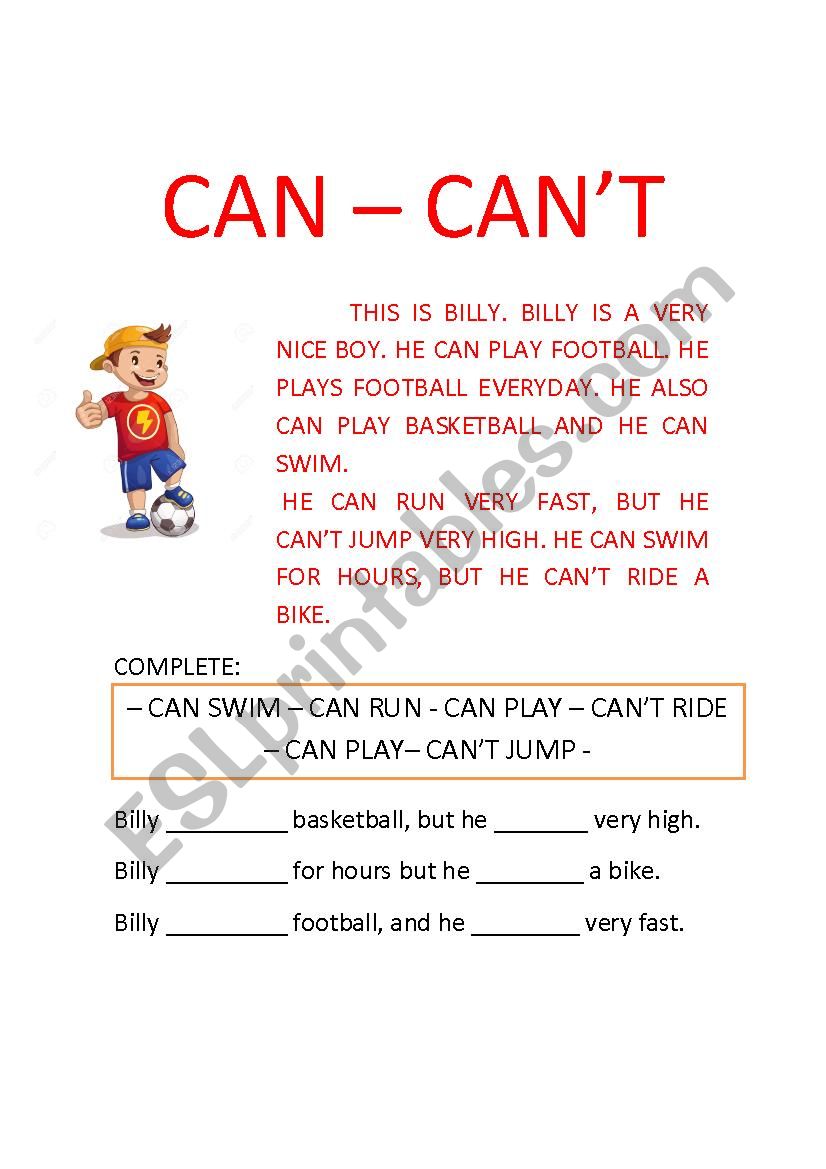 CAN - CANT worksheet