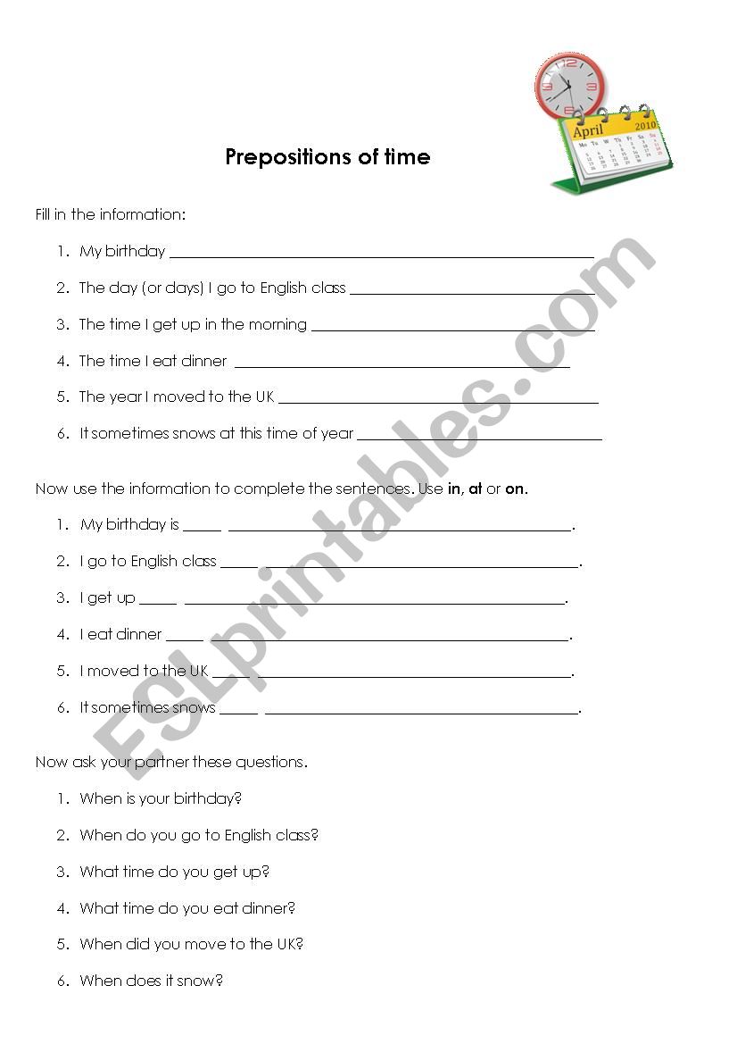 Prepositions practice sheet worksheet