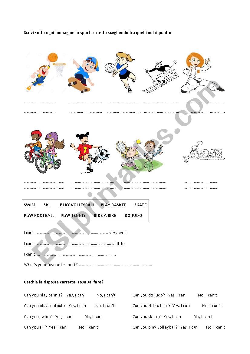 Sports worksheet