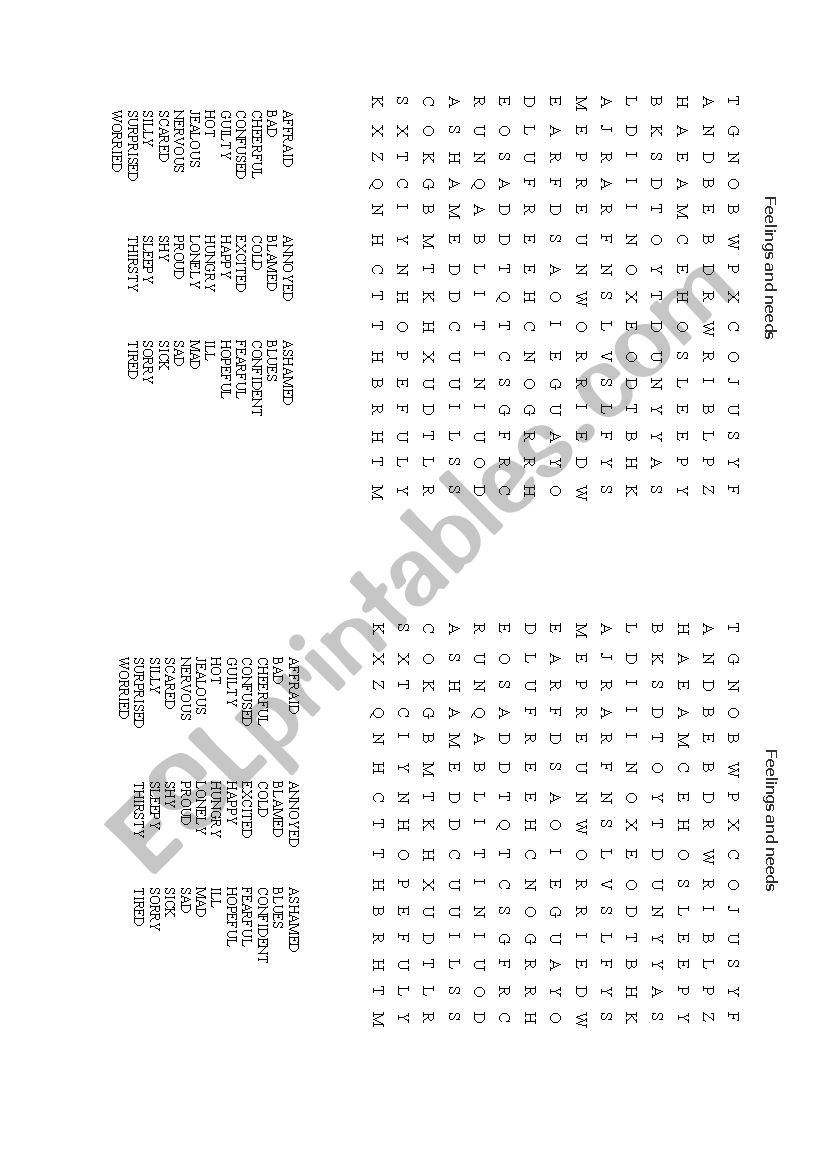 feelings and needs worksheet