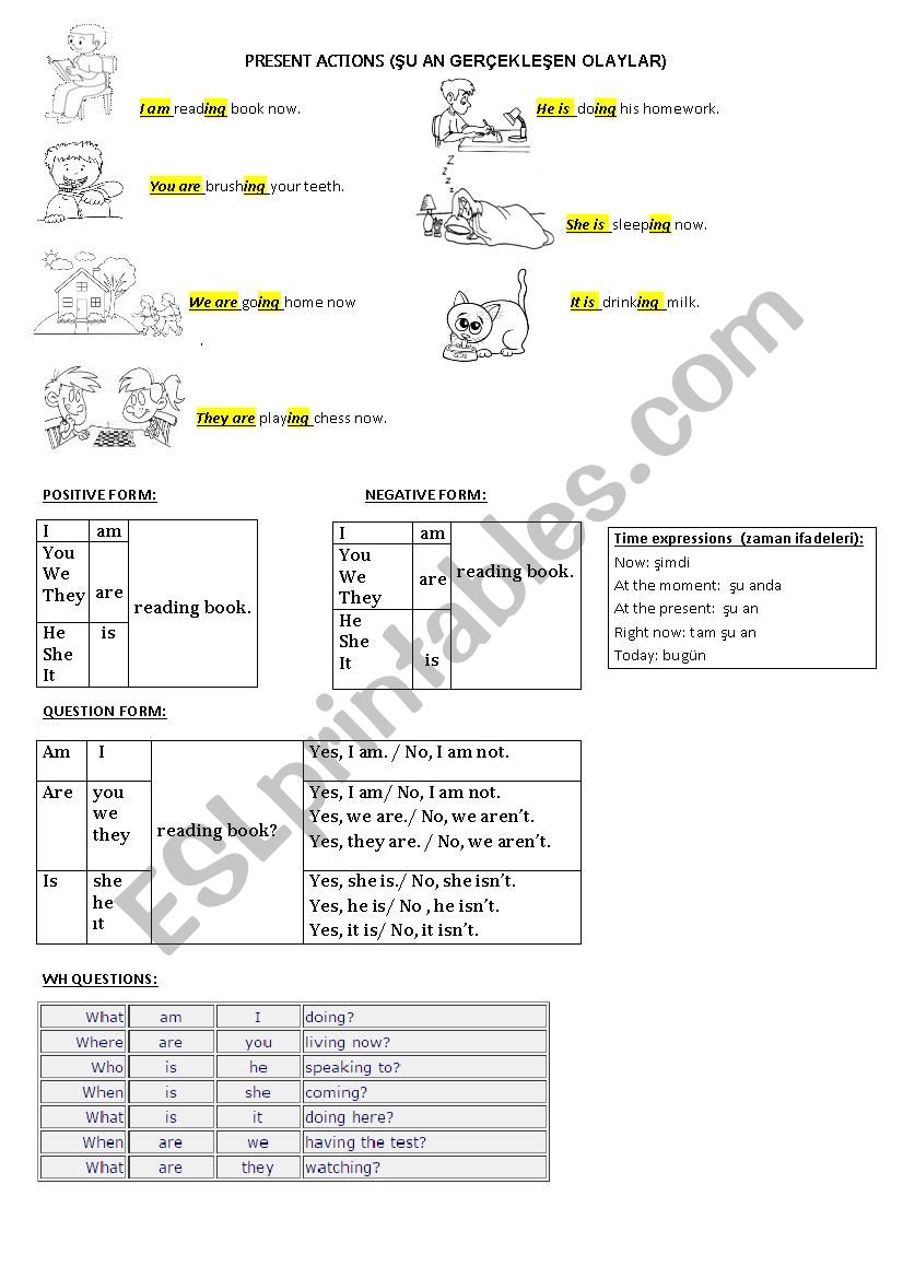 present continuous worksheet worksheet