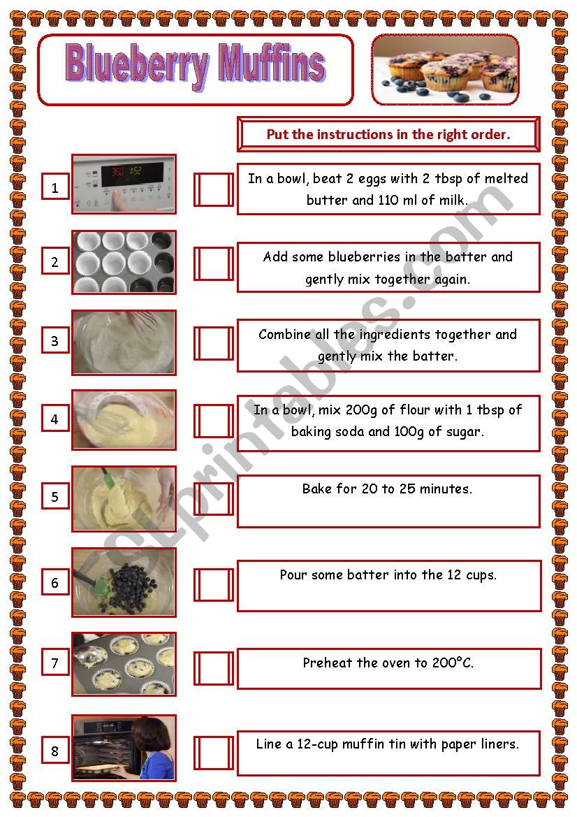 Blueberry Muffins Recipe worksheet