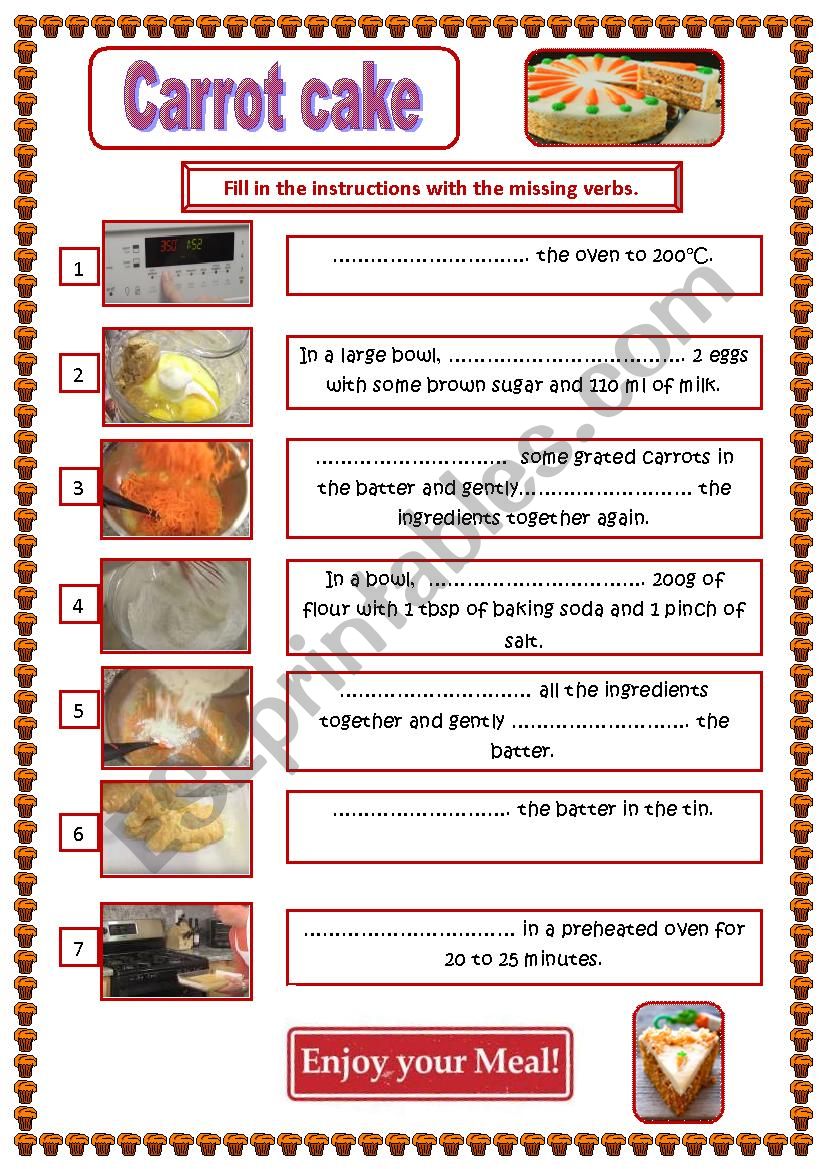 Carrot Cake Recipe worksheet