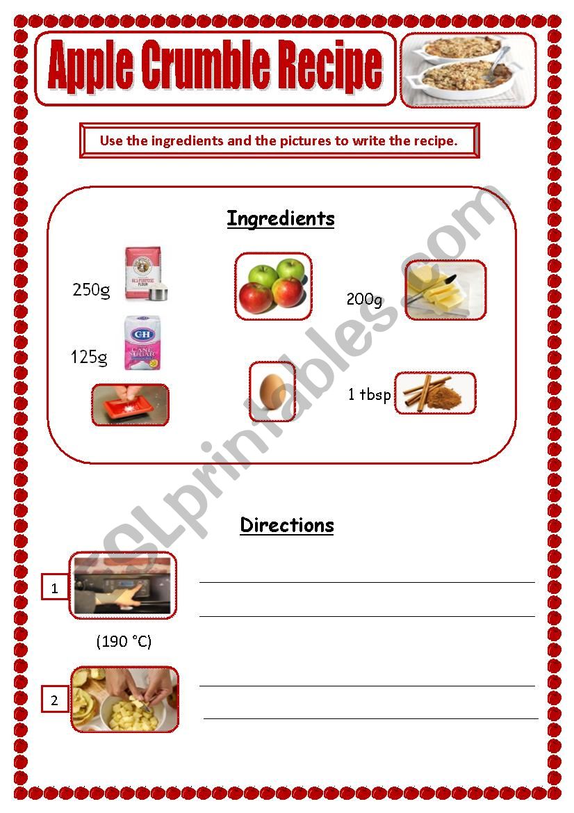 Apple Crumble Recipe worksheet