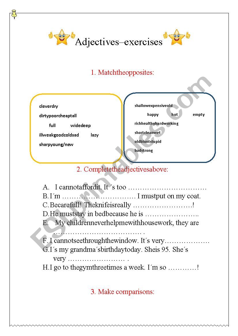 Adjectives - exercises  worksheet