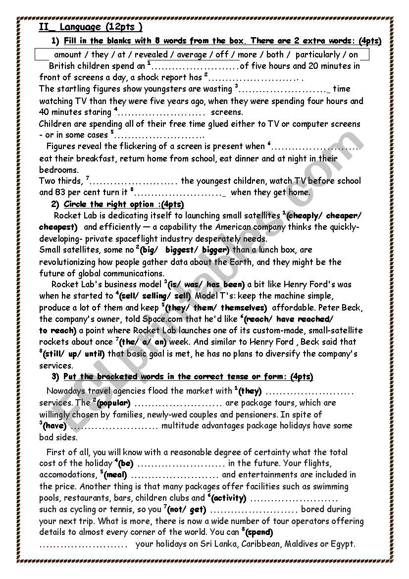bac mid-semester test 1 worksheet