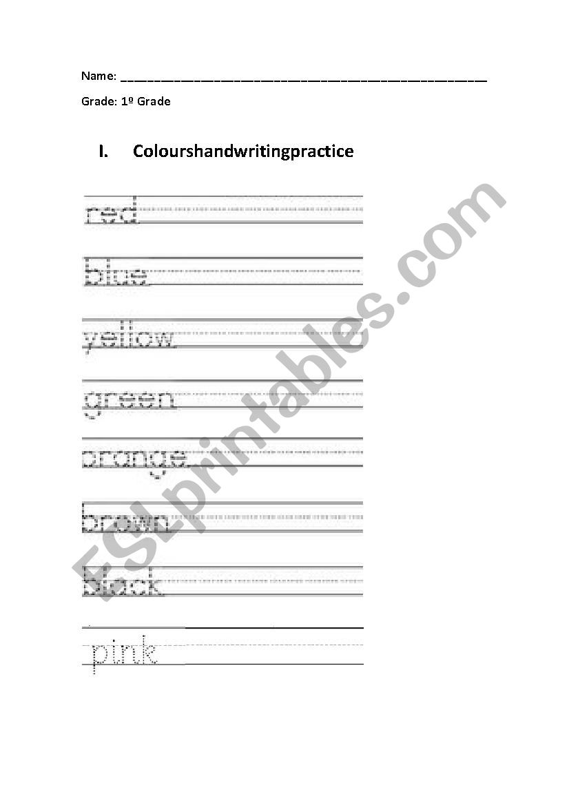 Colours worksheet