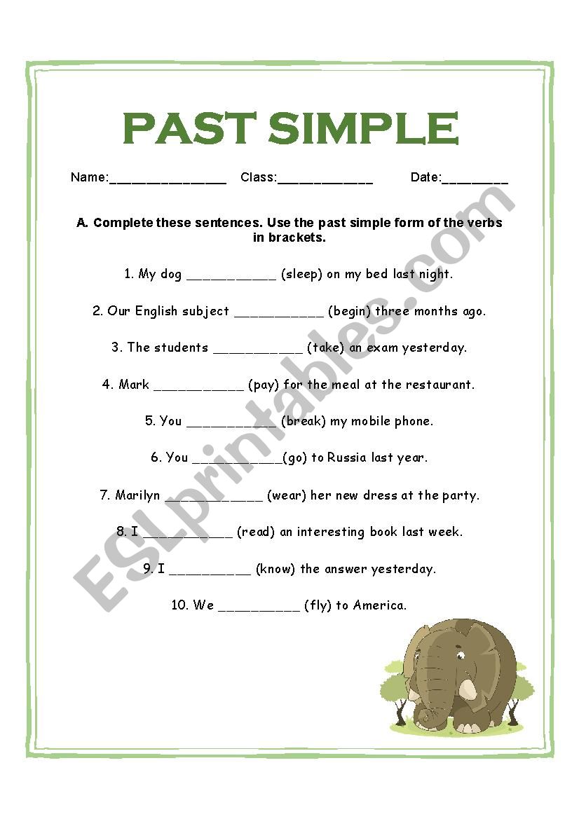 Past simple - Fill in the blanks