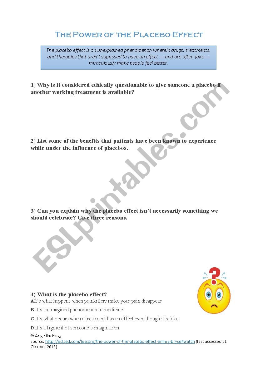 Placebo Effect worksheet