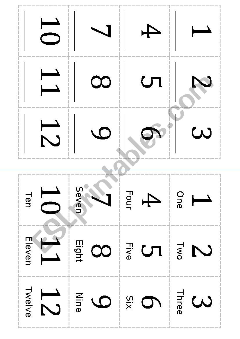 Numbers from 1 to 12 worksheet