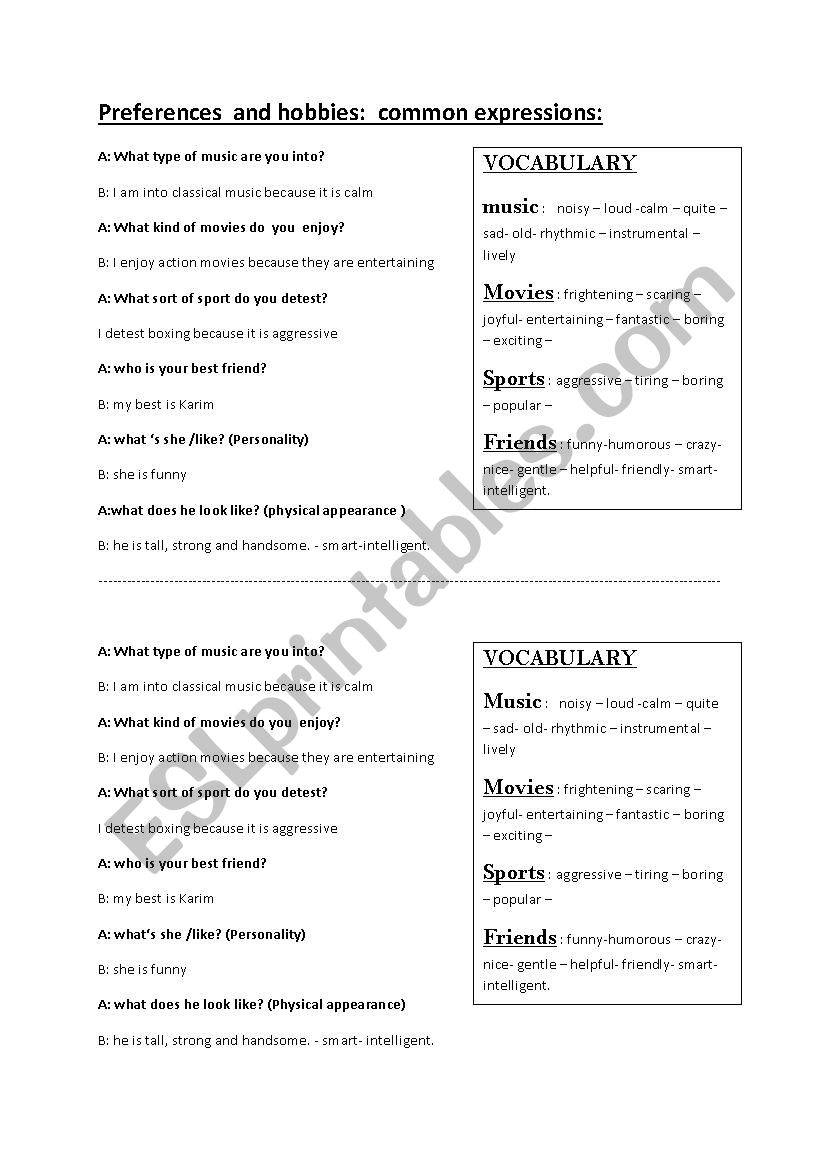 communication worksheet