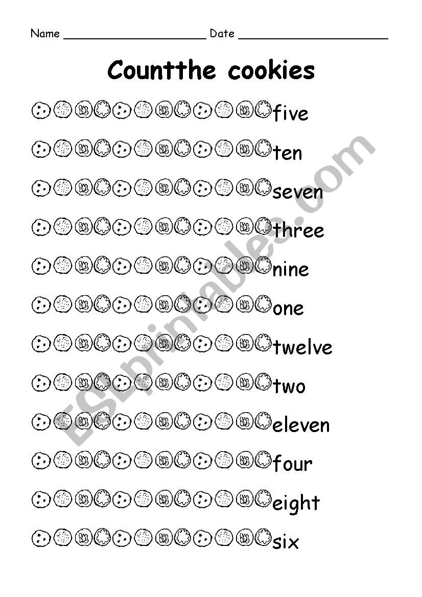 Count the cookies worksheet