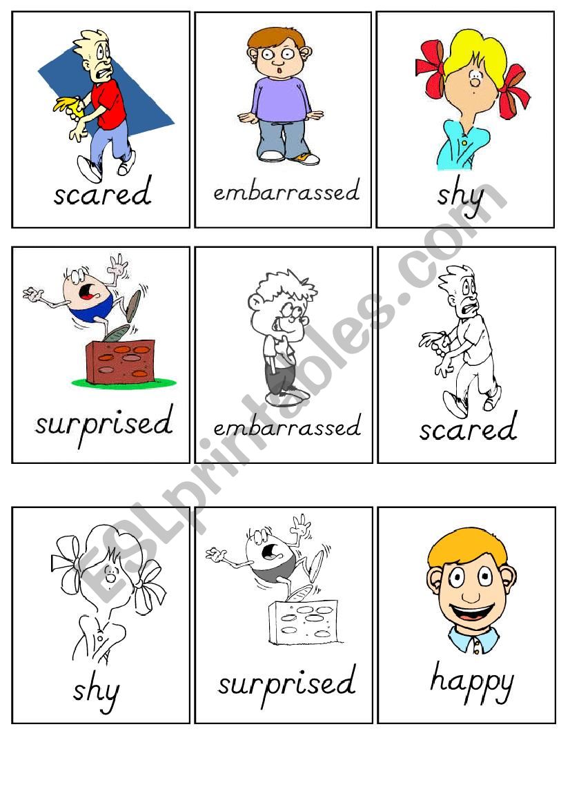 Flashcards emotions worksheet