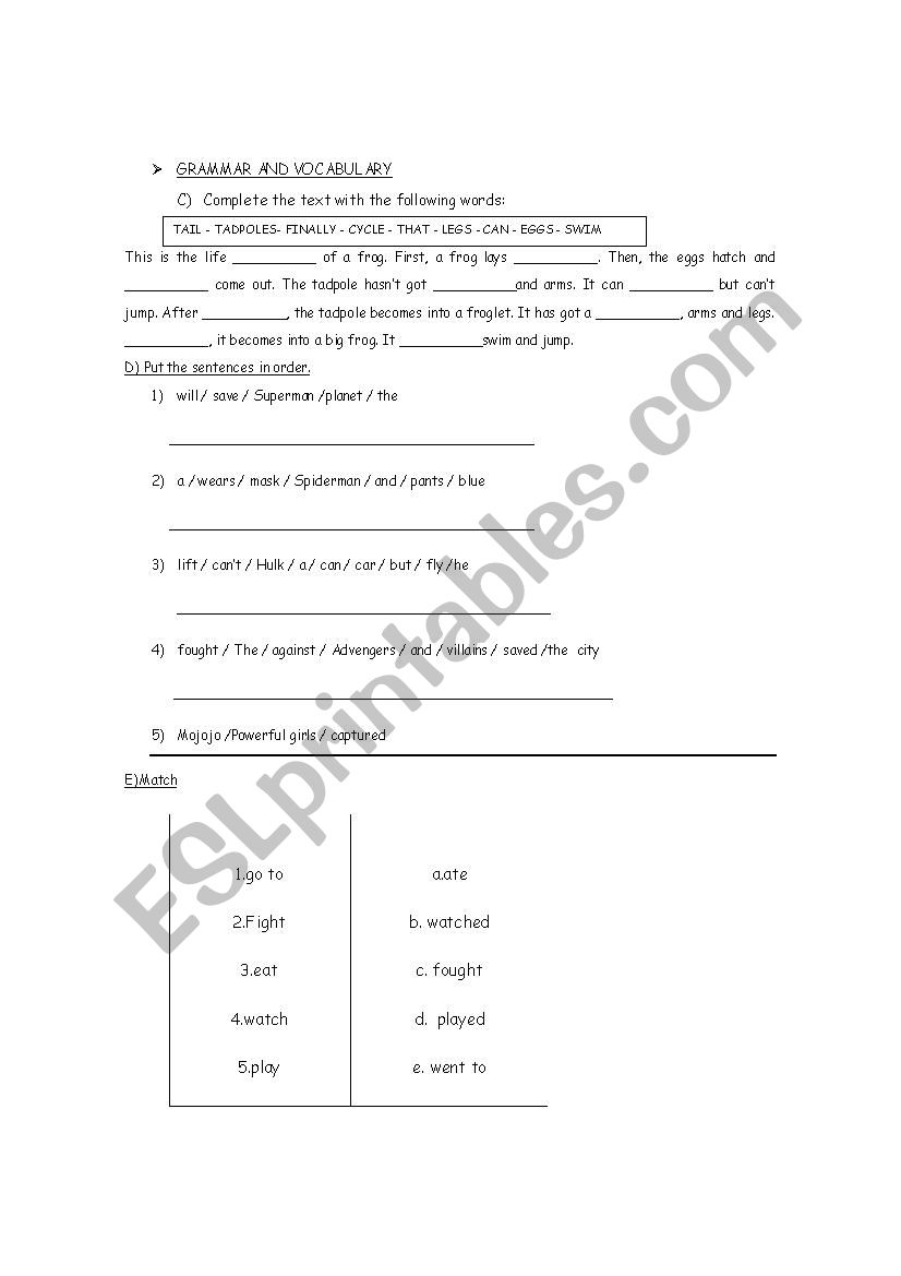  Revising with superheroes worksheet