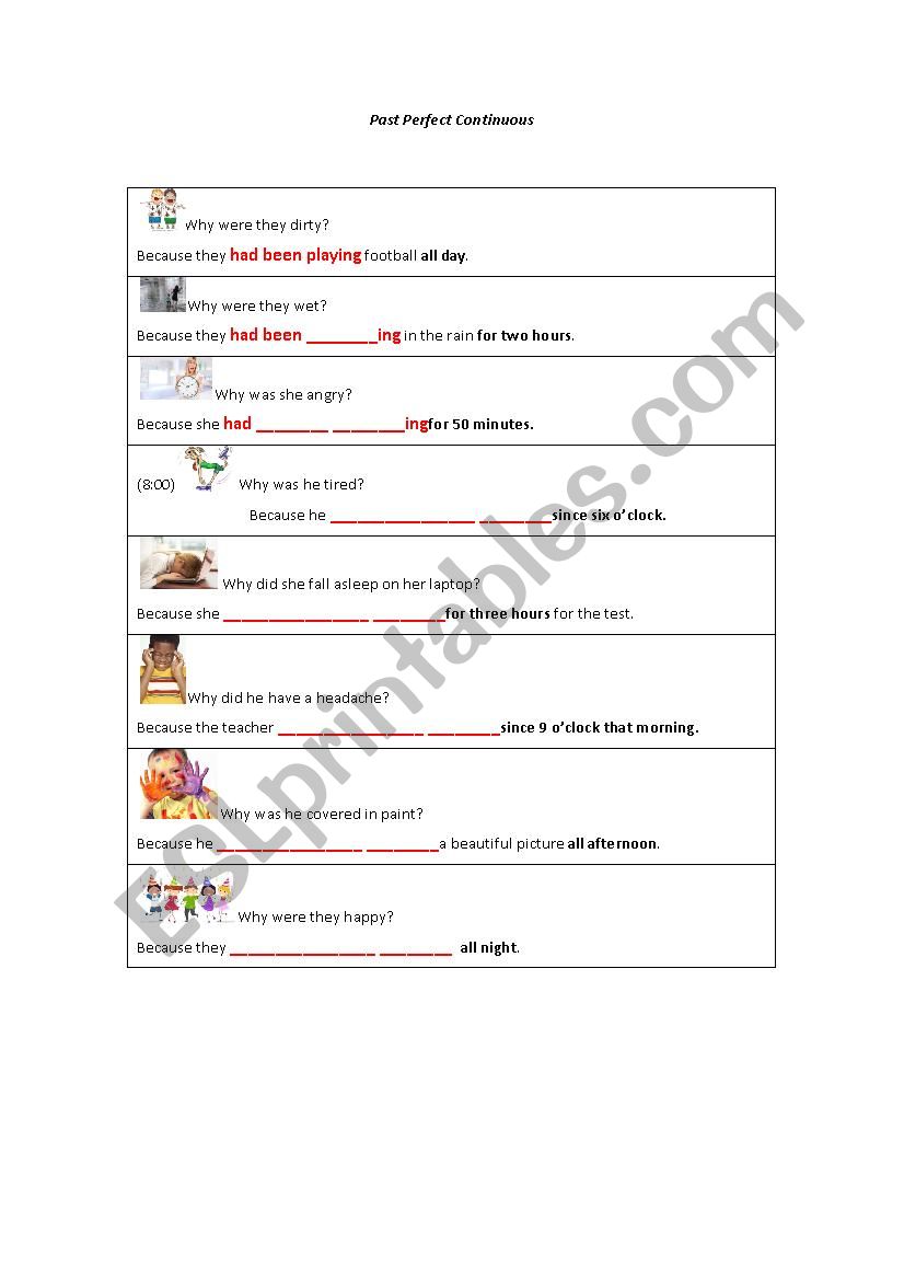 Past Perfect Continuous worksheet