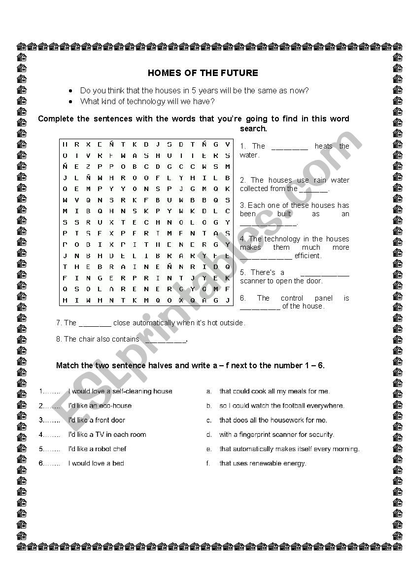 HOMES OF THE FUTURE  worksheet