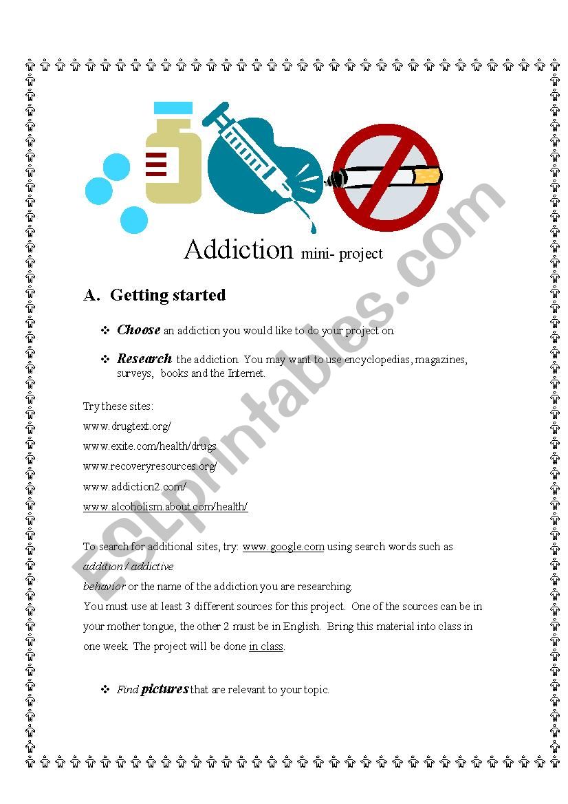 Addictions Mini project worksheet