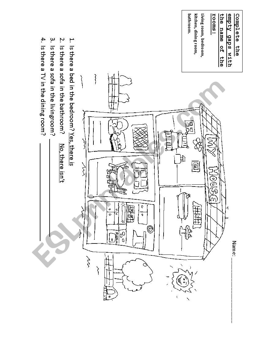 Rooms in the house worksheet