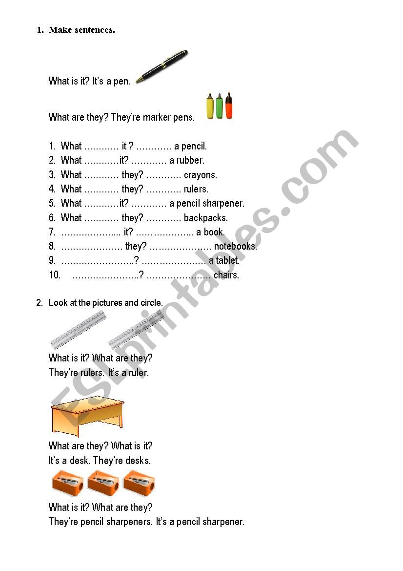 Classroom language worksheet