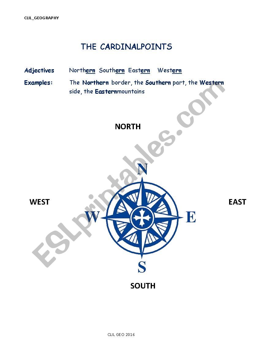 Cardinal Points worksheet