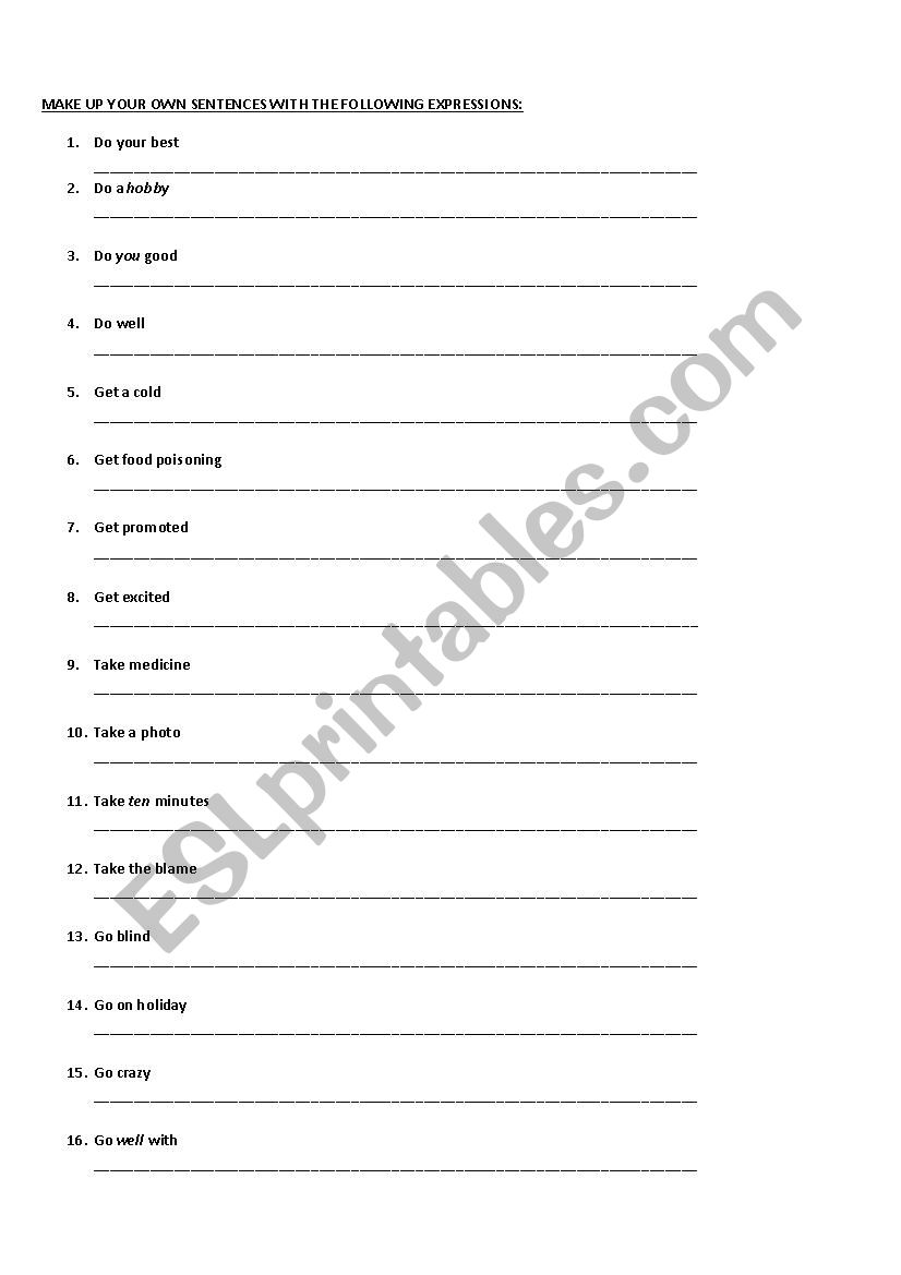 Collocations worksheet