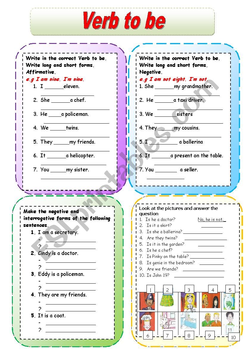 Verb to be worksheet