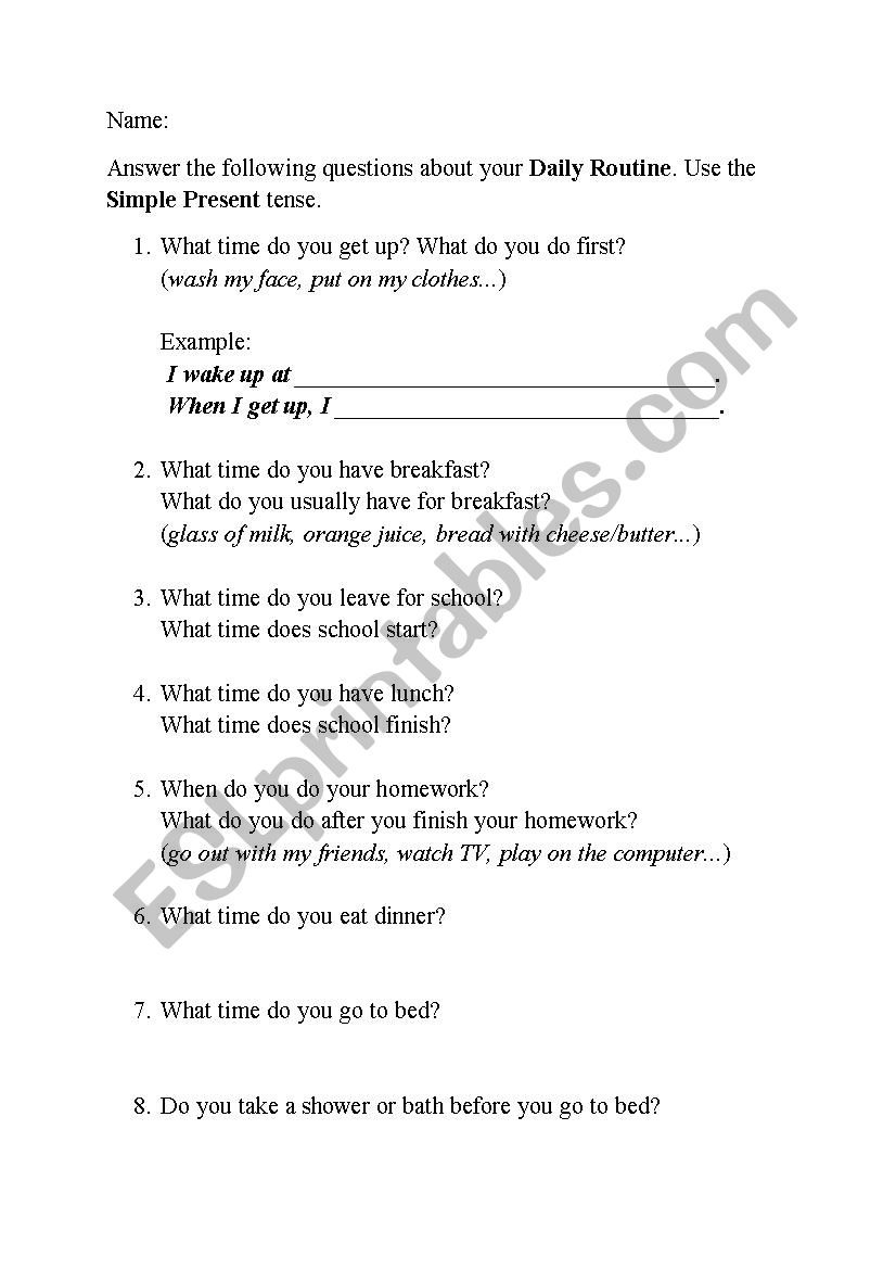 Present Simple worksheet