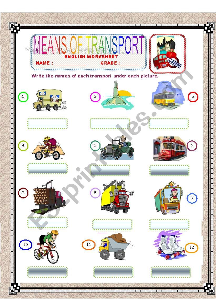 Means Of Transport - Gap Filling Part -1