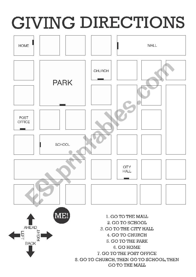 Giving Directions worksheet