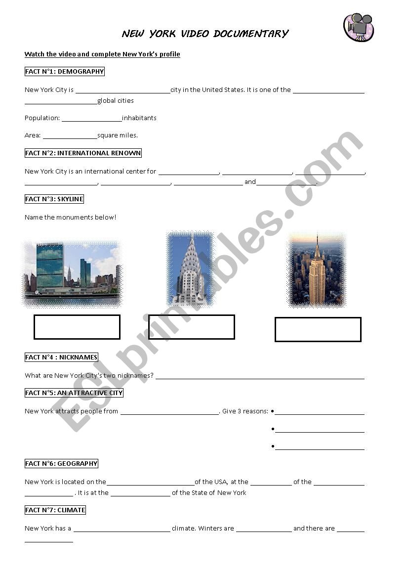 New York video documentary worksheet