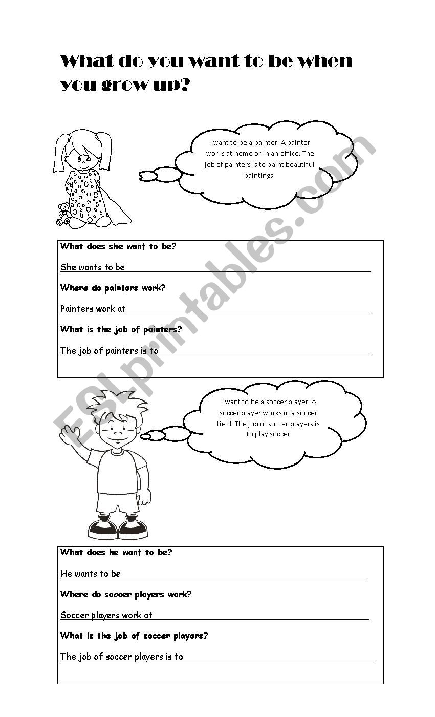 What do you want to be when you grow up? ESL worksheet by tamaraguilera