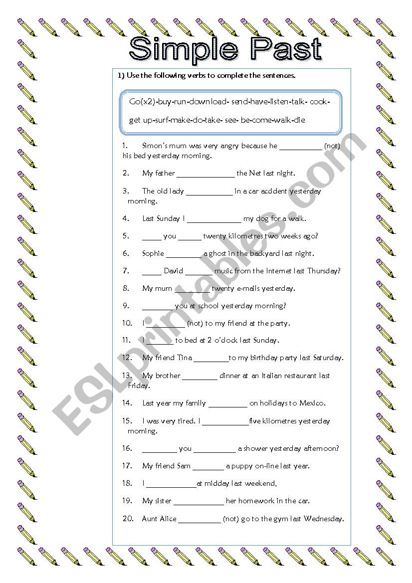 past simple exercises  worksheet