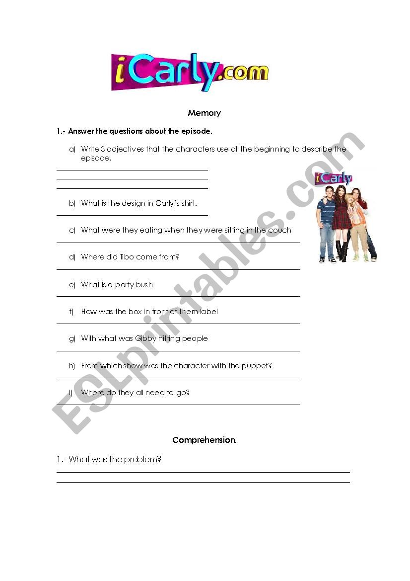 show icarly worksheet