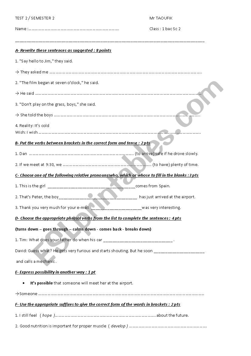 language quiz worksheet