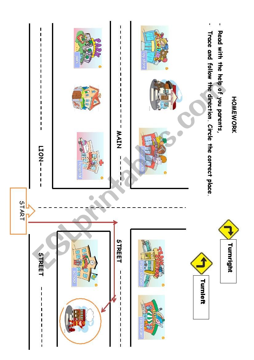 GIVING DIRECTIONS worksheet