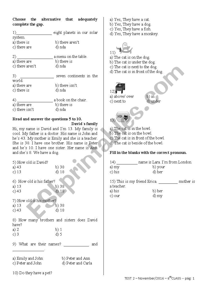 Final Test - 6th - 4B worksheet