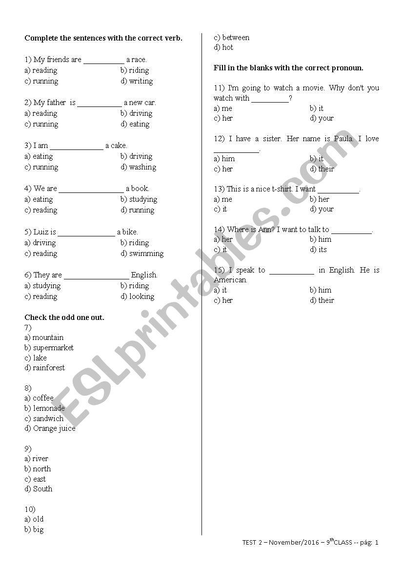 Final Test - 7th - 4B worksheet