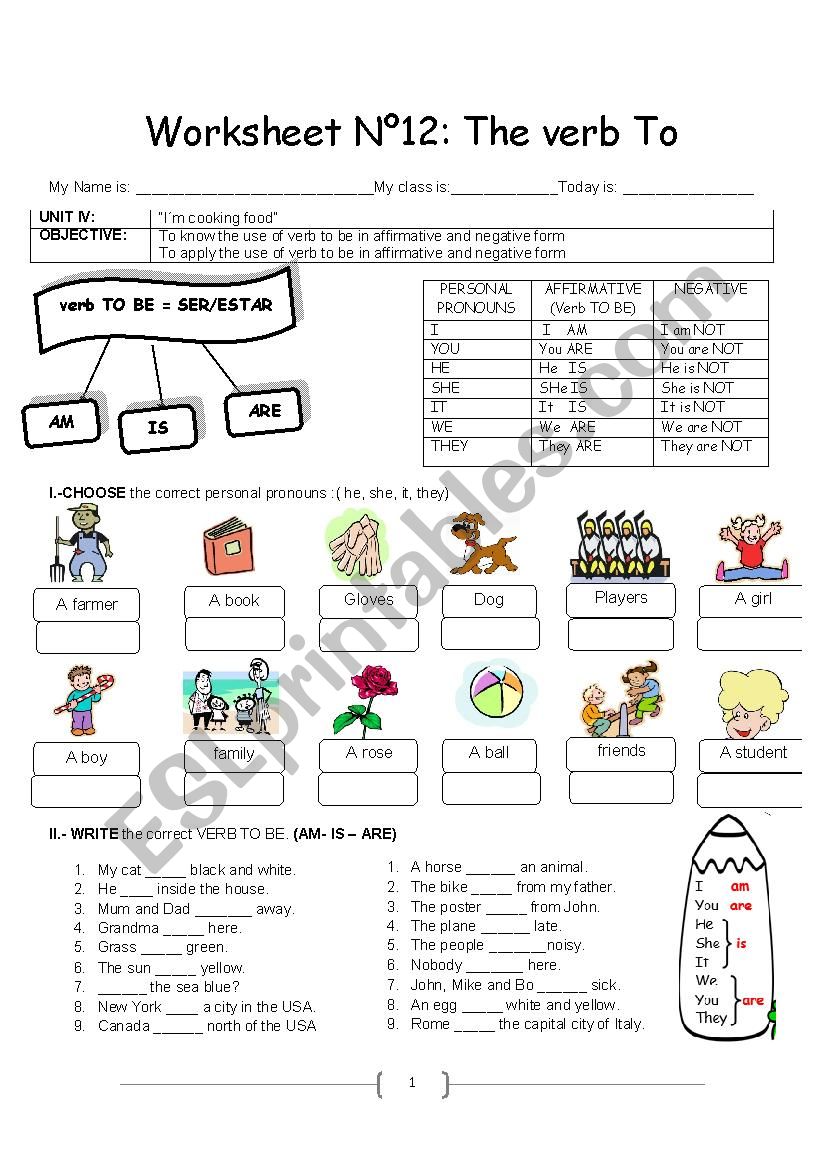 verb to be- negative and affitmative form